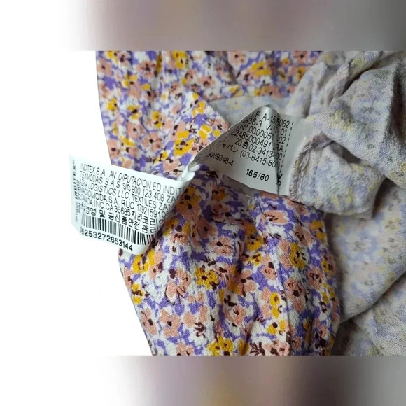 Zara Short Sleeve Crop Button Down Floral Top Purple White Size 13-14 years - Picture 10 of 12